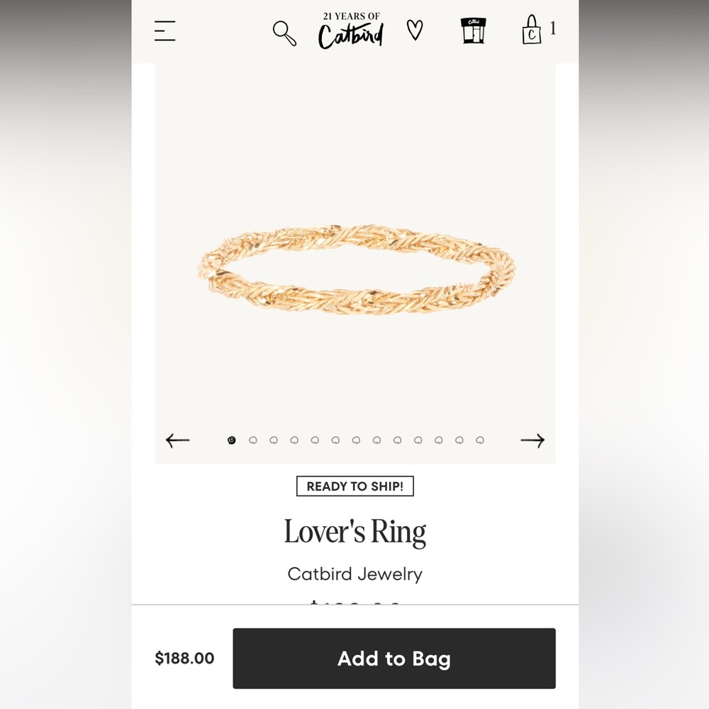 Catbird Lover's Ring in Gold - FIRM PRICE or TRADE